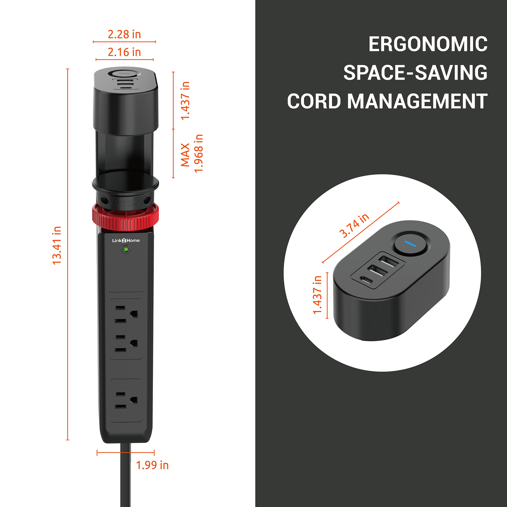 Link2Home - Cord Storage 3 ft. Extension